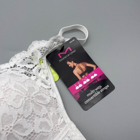 NWT Maidenform 34B White Lace Underwire Bra Bralette Multiway Convertible Strap - Picture 3 of 6
